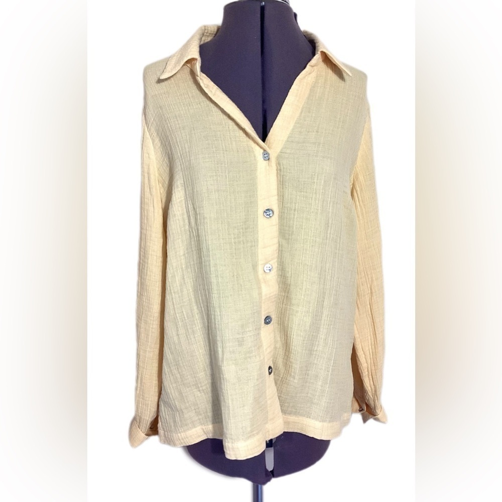 Soft Surroundings Addison Gauze Big Shirt Peach Butter - Medium